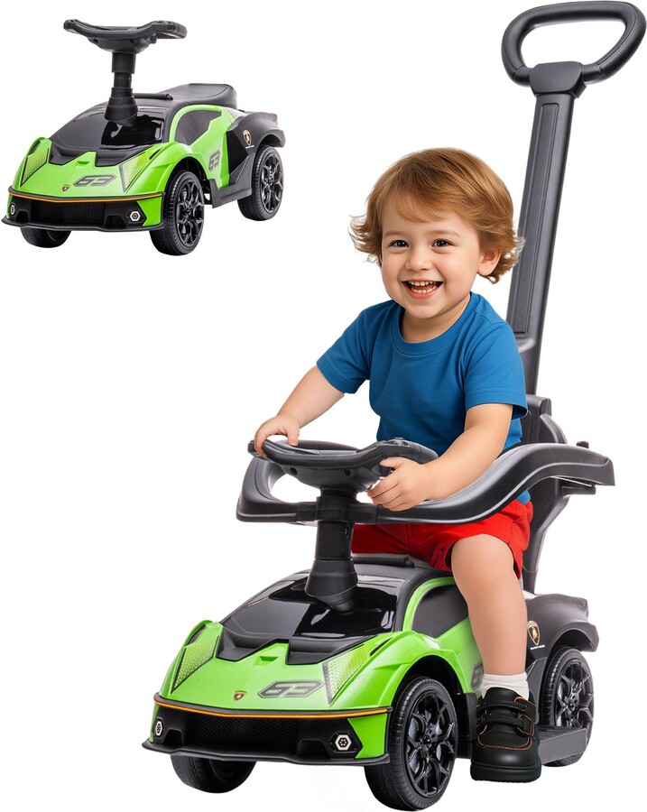 Aosom 2-in-1 Kids Push Car with Horn, Engine Sound, Steering Wheel