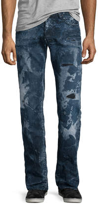 PRPS Barracuda Distressed & Bleached Denim Jeans, Blue
