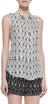Thumbnail for your product : A.L.C. Ian Printed Sleeveless Silk Blouse