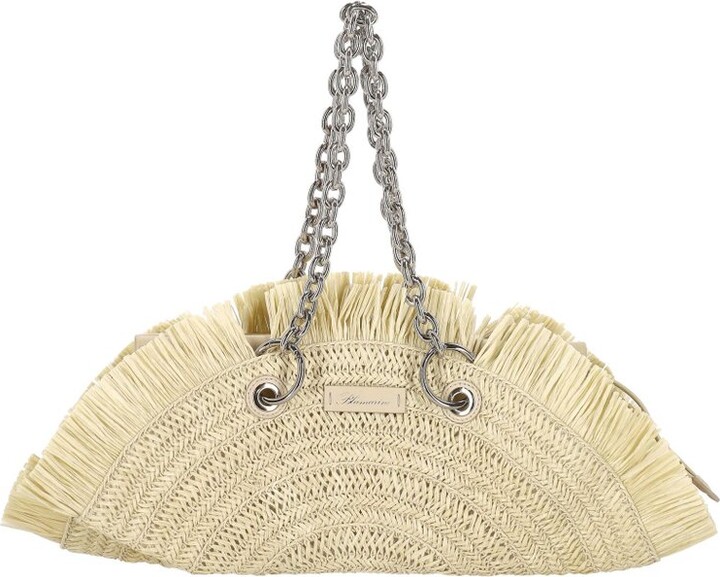 Blumarine Fringed Woven Tote Bag