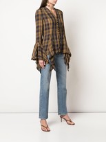 Thumbnail for your product : KHAITE Elliot check-print bell sleeves top