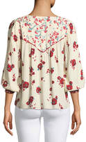 Thumbnail for your product : BA&SH Brige V-Neck 3/4-Sleeve Floral-Print Top