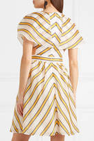 Thumbnail for your product : Fendi Cape-effect Cutout Striped Silk-blend Organza Mini Dress - Yellow