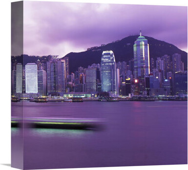 Global Gallery 'Hong Kong Central District's Skyline at Twilight (Right)' by Reed Kaestner Photographic Print on Wrapped Canvas