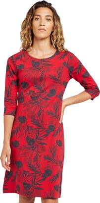 Weird Fish Calista Printed 3/4 Sleeve Cotton Jersey Dress Crimson Size 20