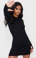 Thumbnail for your product : PrettyLittleThing Petite Black Jersey Thumb Hole Long Sleeve Dress