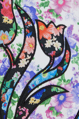 Paco Rabanne Paneled Appliqued Floral-print Crepe De Chine Shirt