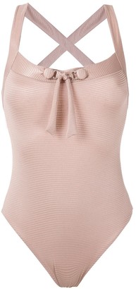 AMIR SLAMA Front Tie Detail Ribbed Swimsuit