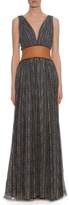 Thumbnail for your product : Sophie Theallet Silk Chiffon Raffia Waistband Gown - Womens - Black Multi