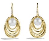 Thumbnail for your product : David Yurman Pearl Crossover Drop Earrings with Diamonds in Gold