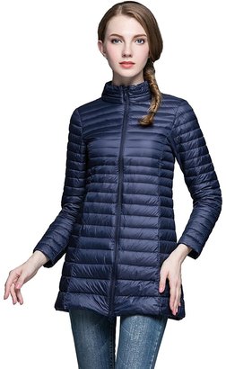 Jackcsale Women's Midlong Packable Ultra Light Down Jacket Down Coat Puffer