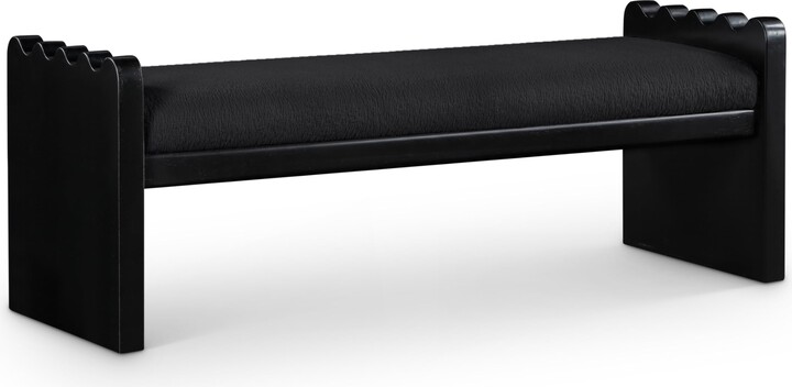 Meridian Furniture 22038Cream Sonia Collection Art Deco Bench with Soft Cream Velour Fur Fabric