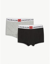 Thumbnail for your product : Calvin Klein Set of two minigram cotton-blend trunks 8-16 years