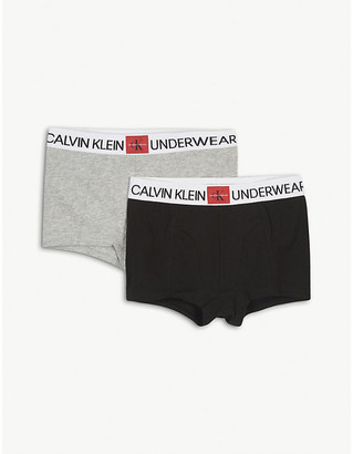 Calvin Klein Set of two minigram cotton-blend trunks 8-16 years