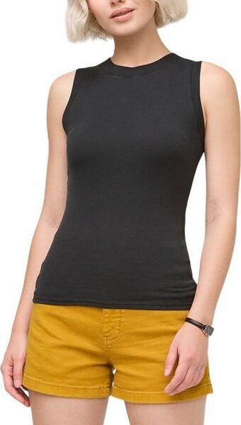 DUER Women's Ribbed Pima High Neck Crew Neck Tank Top XSmall Black