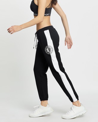 DKNY Women's Black Track Pants - Relaxed Logo Joggers with Split Logo Side Panel - Size XS at The Iconic