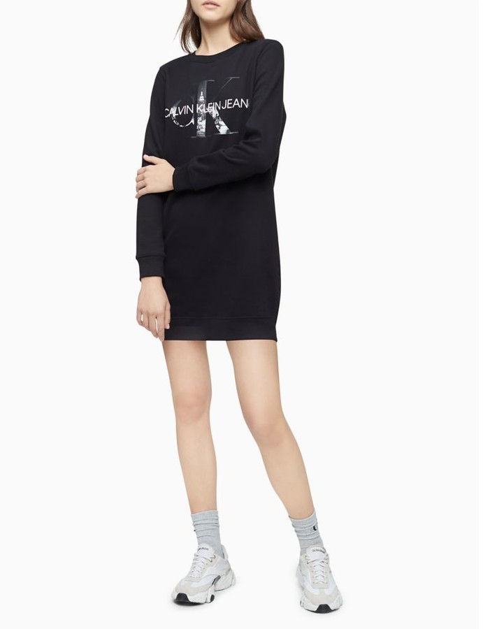 Calvin Klein City Monogram Logo Sweatshirt Dress - ShopStyle