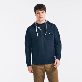 Nautica Mens Partial Button Pocket Hooded T-Shirt