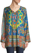 Thumbnail for your product : Johnny Was Valeni Tie-Neck Printed Silk Georgette Tunic
