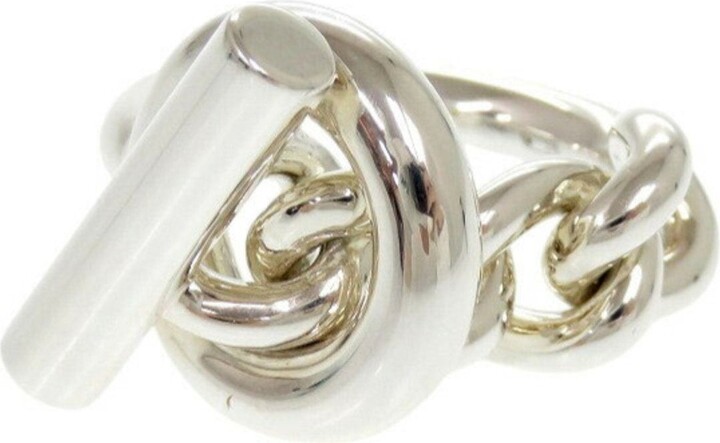 Hermes Silver Silver 925 Band Ring (Pre-Owned)