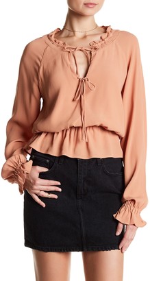 Lovers + Friends Front Tie Cutout Long Sleeve Blouse