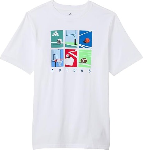 adidas Kids Sport Grid T-Shirts (Big Kid) Boy's T Shirt White/ : XL (18-20 Big Kids), Cotton