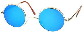 Revo SA106 John Lennon Iconic Small Round Circle Lens Mirror Hippie Sunglasses Gold Blue