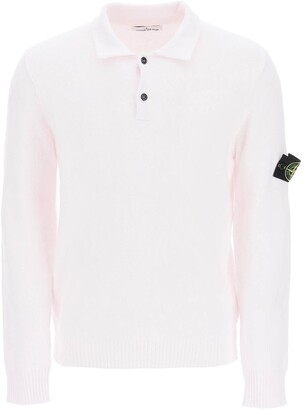 Stone Island BRUSHED-EFFECT POLO SWEATER S Pink Cotton - ShopStyle