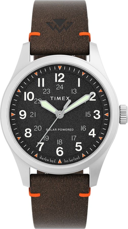 Timex Men's Expedition North Field Solar 36mm Watch - Brown Strap Black Dial Stainless Steel Case