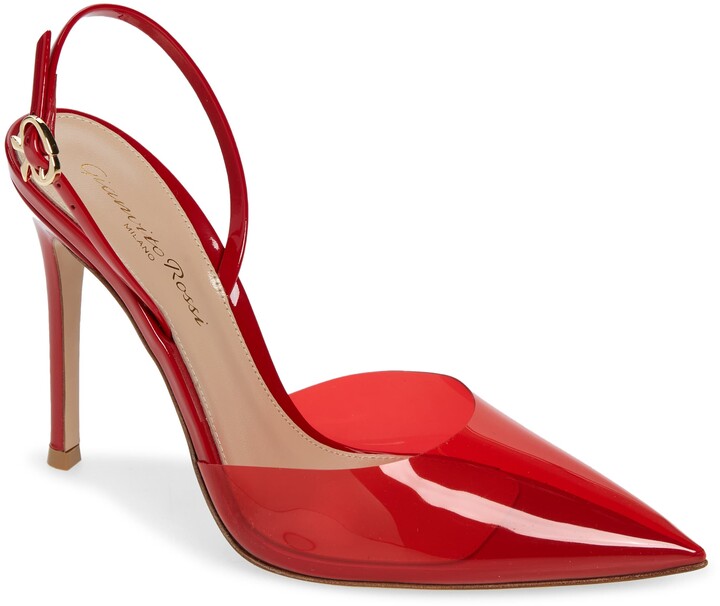 red slingback high heels