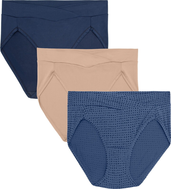 Vanity Fair Radiant Women’s Silky Stretch Hi-Cut Brief Underwear – V-Front Waist, Comfort Stretch, 3-Pack, Sizes S-5XL
