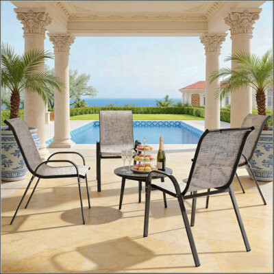 Latitude Run Stackable Chairs,Set Of 4 Outdoor Dining Chairs