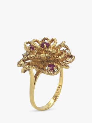 VF Jewellery Second Hand 18ct Yellow Diamond & Ruby Floral Knot Fancy Ring, Dated Circa 1960s