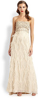 Thumbnail for your product : Sue Wong Strapless Feather-Trimmed Gown
