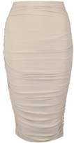 Thumbnail for your product : boohoo Petite Ruched Slinky Midi Skirt