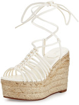 Thumbnail for your product : Chloé Caged Leather Espadrille Wedge Sandal, White