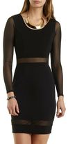 Thumbnail for your product : Charlotte Russe Mesh Cut-Out Long Sleeve Bodycon Dress