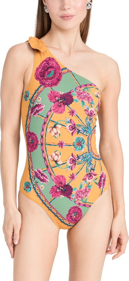 【LA DOUBLEJ】hazzard wrap-effect プリント swimsuit La DoubleJ Hazzard Wrap-effect Printed Swimsuit - Blue