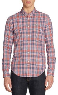 Lacoste Slim-Fit Poplin Woven Plaid Shirt
