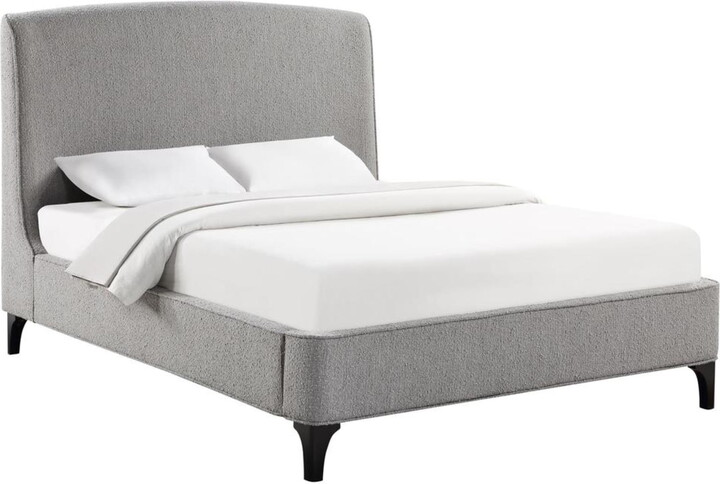 Coaster Fine Furniture Coaster Mosby Fabric Upholstered Curved Headboard Eastern King Bed in Light Gray