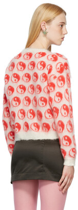 Ashley Williams Off-White & Red Patterned Yin Yang Cardigan