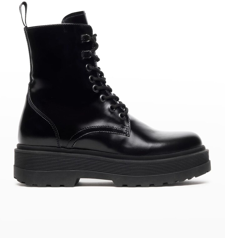 Nero Giardini Side-Zip Leather Combat Boots - ShopStyle