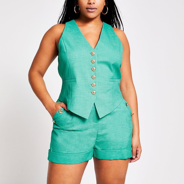 River Island Plus green waistcoat ShopStyle Vests