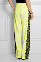Thumbnail for your product : Christopher Kane Lace-trimmed printed stretch-crepe wide-leg pants