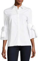 Carolina Herrera Tie-Sleeve Poplin Shirt