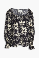 Thumbnail for your product : BA&SH Gathered floral-print crepe blouse