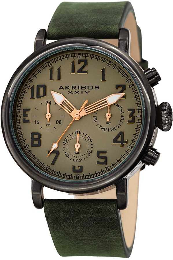 Akribos XXIV Men's Leather Watch
