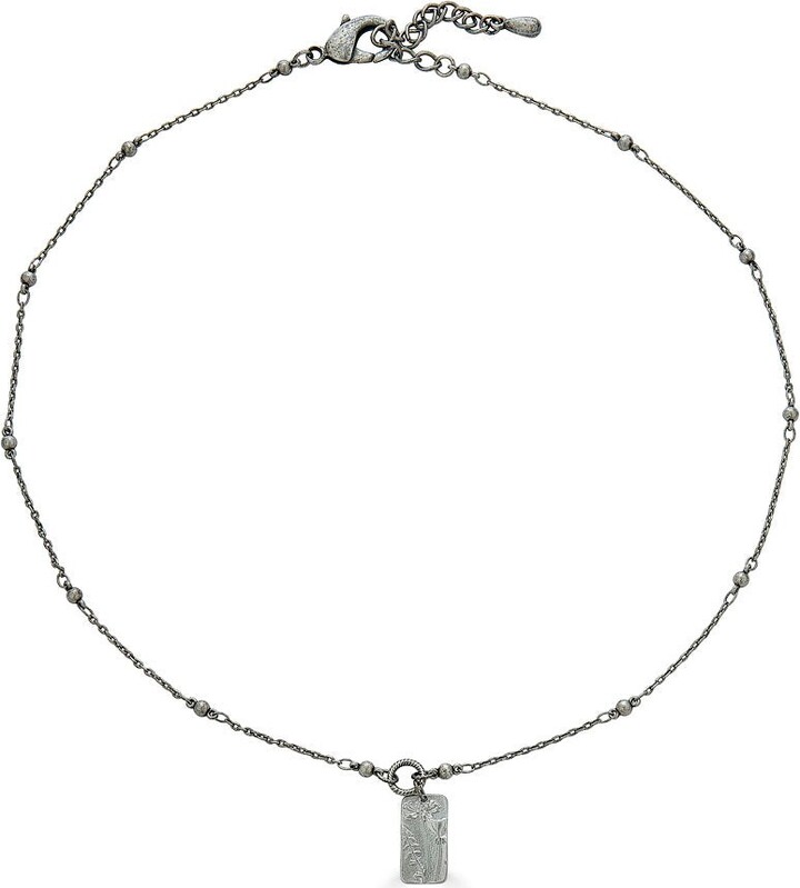 Loni Paul Jewelry Silver Rectangle Flower Necklace