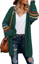 Thumbnail for your product : AlvaQ Womens Long Sleeve Open Front Cardigans Striped Color Block Oversized Knit Draped Sweaters Outwear 2023