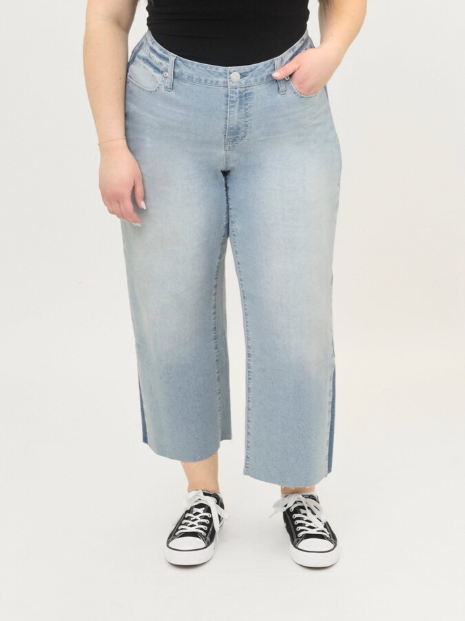 A3 Denim Women’s Plus Size High Rise Wide Leg Crop, Sizes 16W-26W